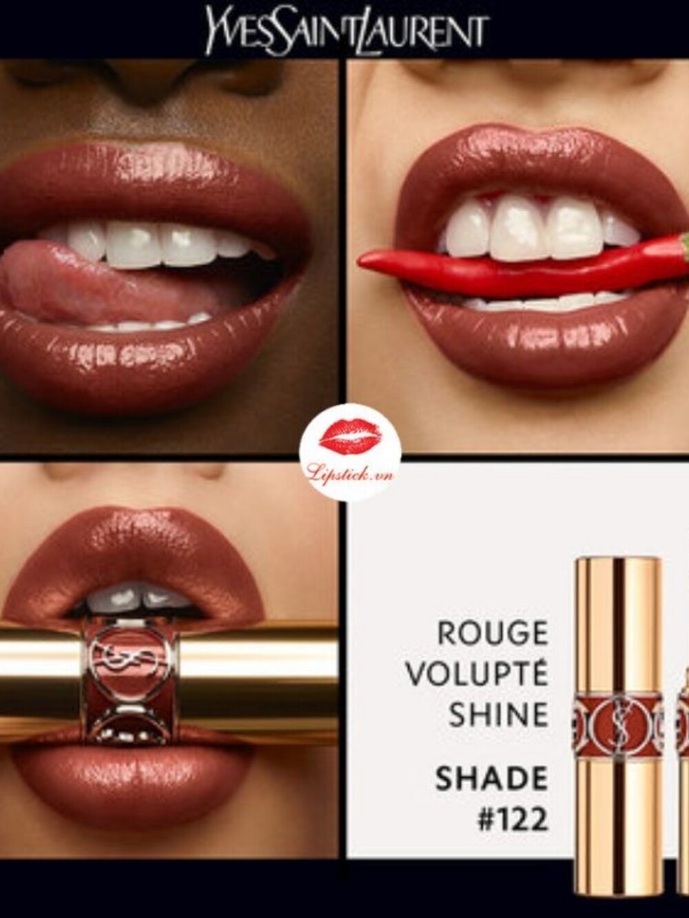 BURNT ZELLIGE 122 Yves Saint Laurent YSL Rouge Volupté Shine Oil-In-stick - Picture 3 of 8